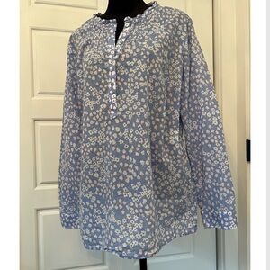 Spring-y! Talbots Floral Blue and White Blouse